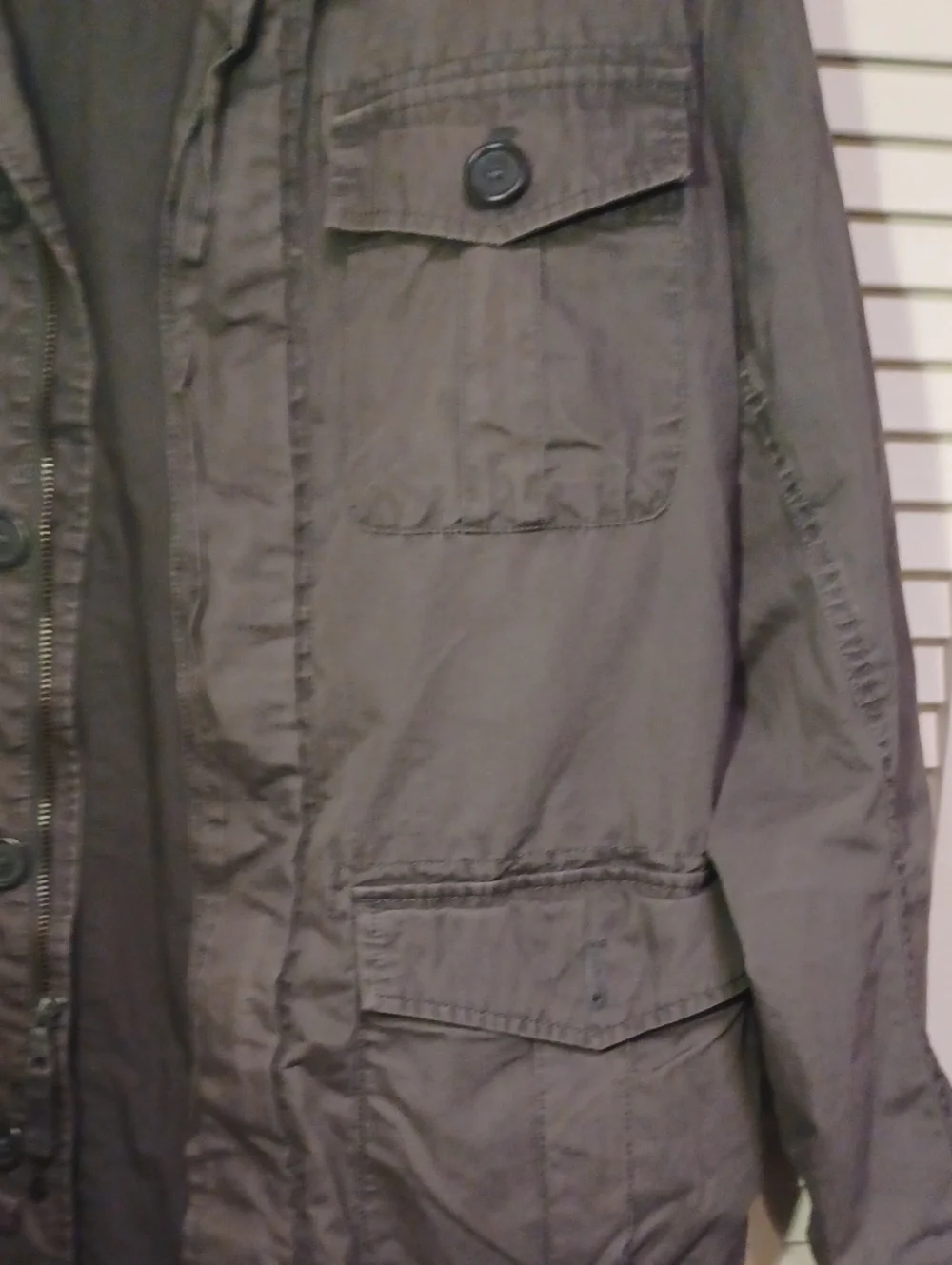 Banana Republic Charcoal Gray Utility Jacket. Zipper or Button. Size M.